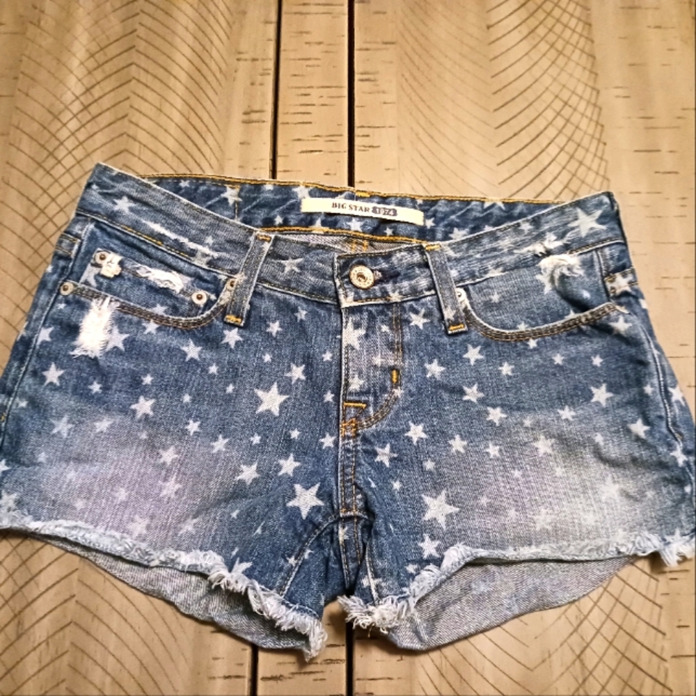 Big Star Denim Shorts Size 23 Jean Shorts Frayed Distressed